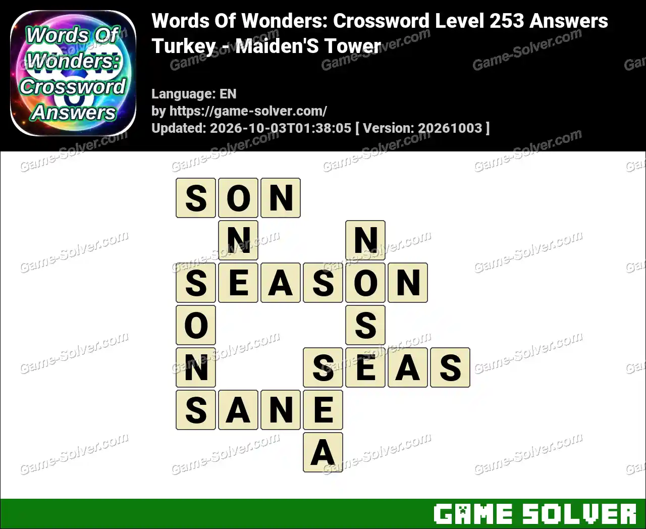 Words Of Wonders: Crossword Level 253 Answers – Turkey – Maiden’S Tower
